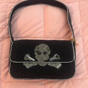Black Beaded Skull Bag